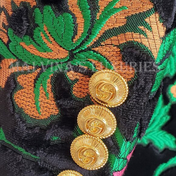 GUCCI JACKET SINGLE BREASTED VELVET JAQUARD FLORAL BLAZER sz IT 40 US 4 - Picture 8 of 14